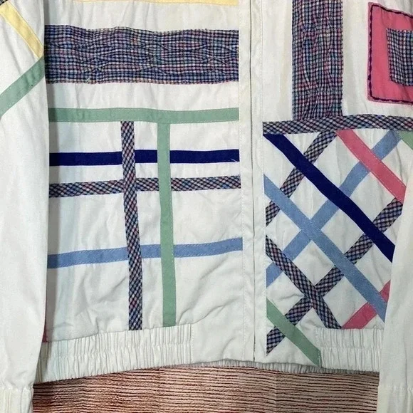 Vintage Koret Francisca Women’s Geometric Jacket White Colorful Medium - Picture 5 of 8